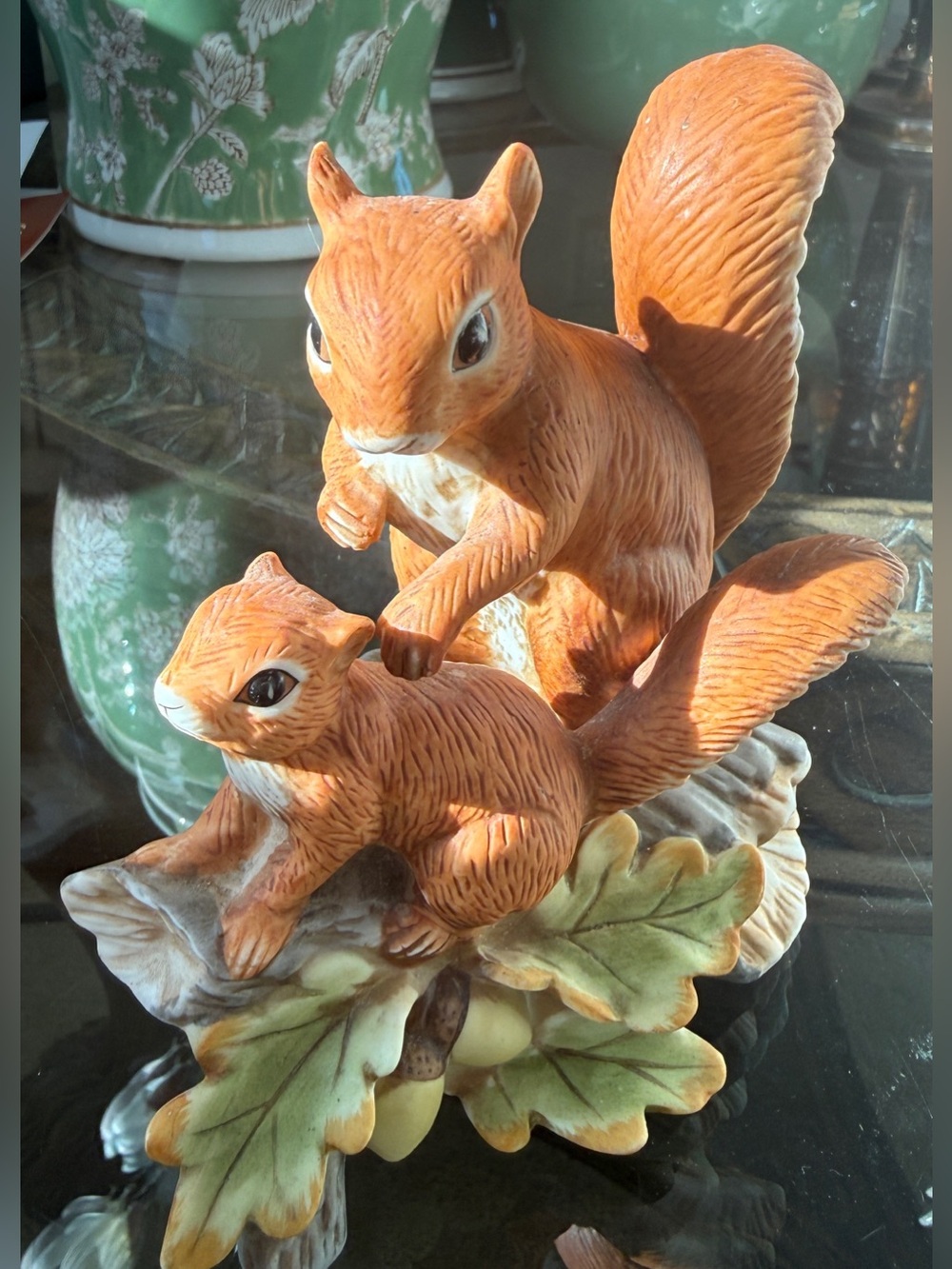 Vintage HOMCO #1457 Mom & Baby Squirrel Figurine 4.5”